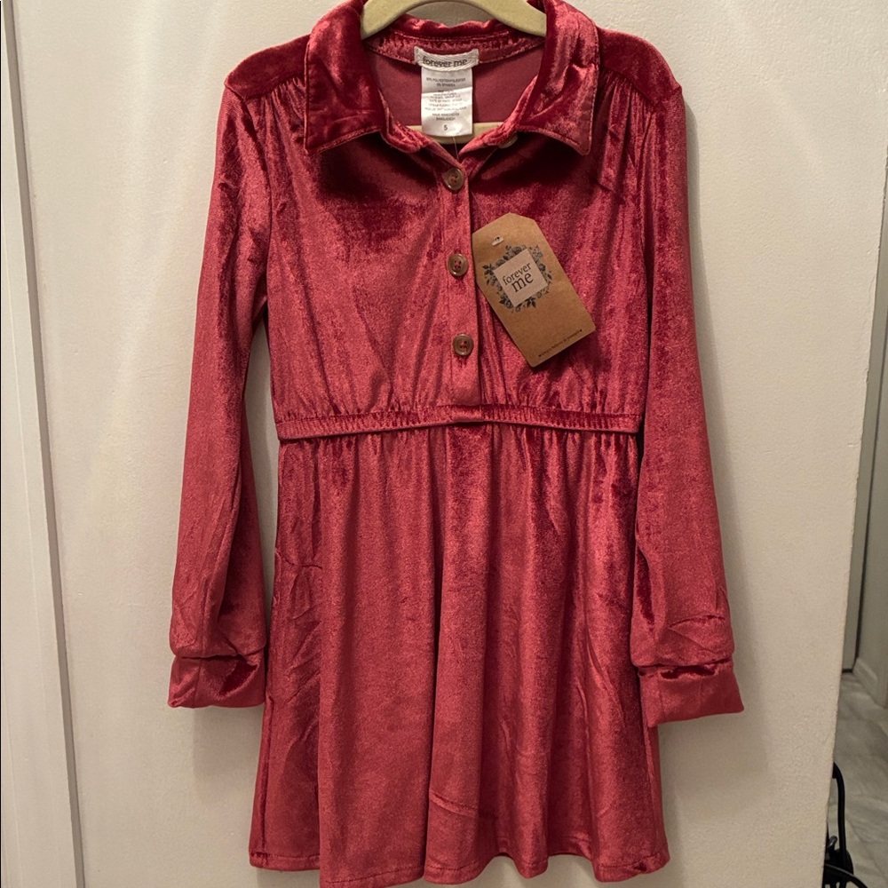 Forever Me mauve velvet velour collared shirt dress